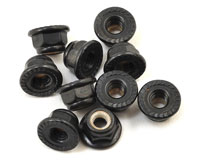 Serrated Flanged Nylon Locking Nut M4mm Black 10pcs (  )