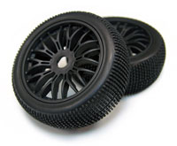 Austar 1:8 Buggy Tyre on Wheel Black 2pcs