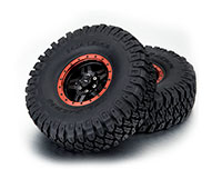 TFL Baja Heavy Duty Tires 116mm on 1.9 5-Spoke Aluminium Wheels Black/Red 2pcs