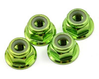Aluminum Nuts M4mm Flanged Nylon Locking Green 4pcs (  )