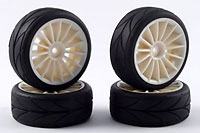 15-Spoke Touring Car Wheel White & Tyre Set 4pcs