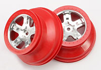 SCT Satin Chrome Red Beadlock Wheels 2.2/3.0 Rear 2pcs
