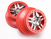 SCT Split-Spoke Chrome Red Beadlock Wheels 2.2/3.0 Rear 2pcs