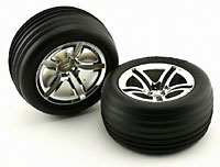 Alias Ribbed Tires 2.8 on Chrome Jato Twin-Spoke Wheels HEX12mm Front 2pcs (  )