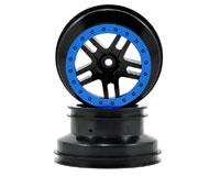 Dual Profile Split-Spoke SCT 2.2/3.0 Front Wheels Black/Blue HEX12mm 2pcs (  )