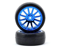 LaTrax Pre-Mounted Slick Tires & 12-Spoke Wheels Blue Chrome 2pcs (  )