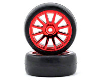 LaTrax Pre-Mounted Slick Tires & 12-Spoke Wheels Red Chrome 2pcs (  )