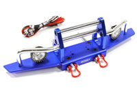Billet Machined Alloy T2 Front Bumper with LED Lights Blue SCX-10