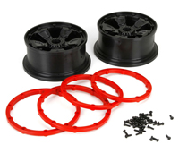 Losi Desert Buggy XL Wheel Set with Beadlocks Black/Red 2pcs