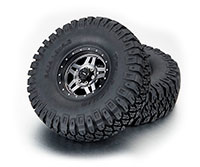 TFL Baja Heavy Duty Tires 116mm on 1.9 5-Spoke Aluminium Wheels Grey/Black 2pcs