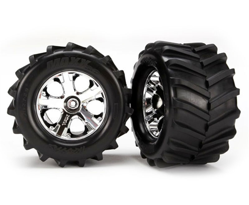 Колеса в сборе Maxx Tires 2.8 on All-Star Chrome Wheels HEX12mm 2pcs (TRA67...