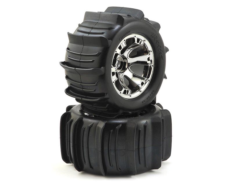 Колеса Traxxas Paddle Tires 3.8 on Chrome Geode Wheels Hex17mm 2pcs (TRA567...