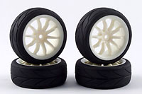10-Spoke Touring Car Wheel White & Tyre Set 4pcs (  )