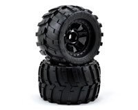 Masher 3.8 Traxxas Style Bead Tires on Desperado Black Wheels 1/2 Offset HEX17 2pcs (  )