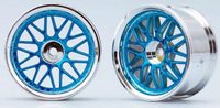 Yokomo 10-Spoke Mesh Chrome Wheels Blue 4mm Offset 2pcs (  )