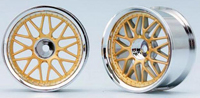 Yokomo 10-Spoke Mesh Chrome Wheels Gold 4mm Offset 2pcs (  )