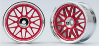 Yokomo 10-Spoke Mesh Chrome Wheels Red 4mm Offset 2pcs (  )