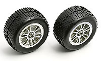 RC18 Wide Spoked Wheel Chrome with Mini-Pin Tire Mounted 2pcs