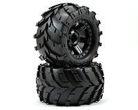 Masher 2.8 Traxxas Style Bead Tires on Desperado Black Wheels Electric Front 2pcs